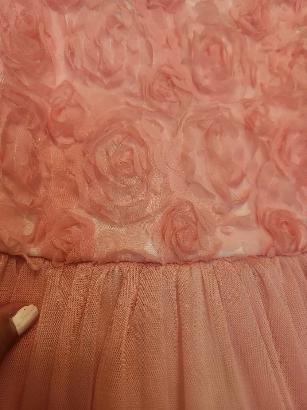 Bonnie Jean Pink Rose Applique Tiered Tulle Dress Size 6x